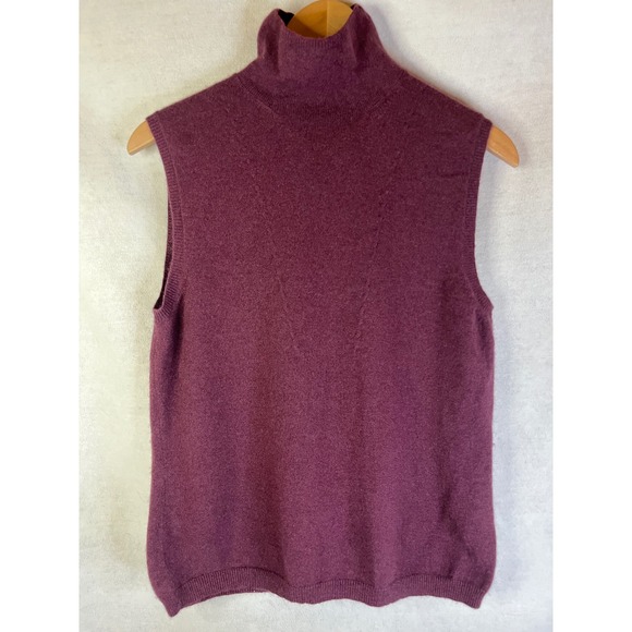 Linda Allard Ellen Tracy Sweaters - Linda‎ Allard Ellen Tracy L 100% Cashmere Sweater Mock Neck Sleeveless Maroon